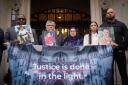 Lanre Haastrup, father of Isaiah Haastrup; Rashid and Aliya Abbasi, the parents of Zainab Abbasi, and Dean Gregory and Claire Staniforth, parents of Indi Gregory, stand outside the Supreme Court (Yui Mok/PA)