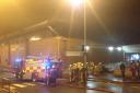 FIRE: Crews attending the scene at Penarth Leisure Centre earlier this evening