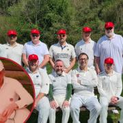 Penarth Sports CC as they lined up against Creigau on Sunday, April 24, in memory of Gordon Ford (inset)