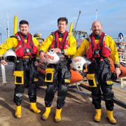 James King (right) and crew after the first shout of the day