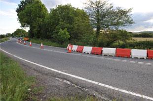 Partial road collapse on the Cardiff Road between Dinas Powys and Barry.