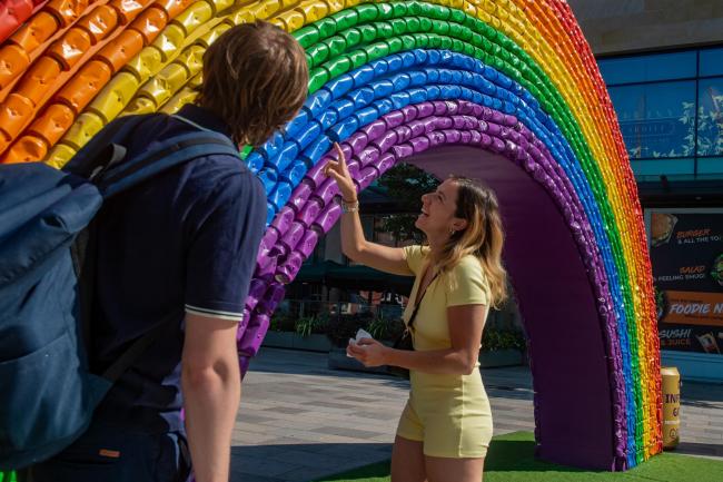 This is why a giant rainbow made from recycled cans has appeared in Cardiff city centre