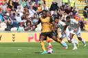 Omar Bogle puts County in the lead from the penalty spot. Image: Huw Evans Picture Agency