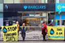 Extinction Rebellion hold protests at UK banks today. Picture: SWNS