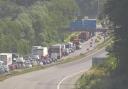 The M4 is closed in both directions between junctions 30 and 32. Picture: Traffic Wales
