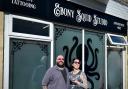 Kris and Lala Coles outside their new tattoo studio in Barry