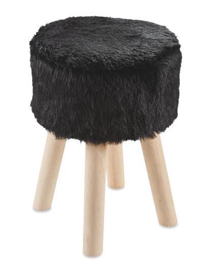 Penarth Times: Round Black Faux Fur Stool (Aldi)