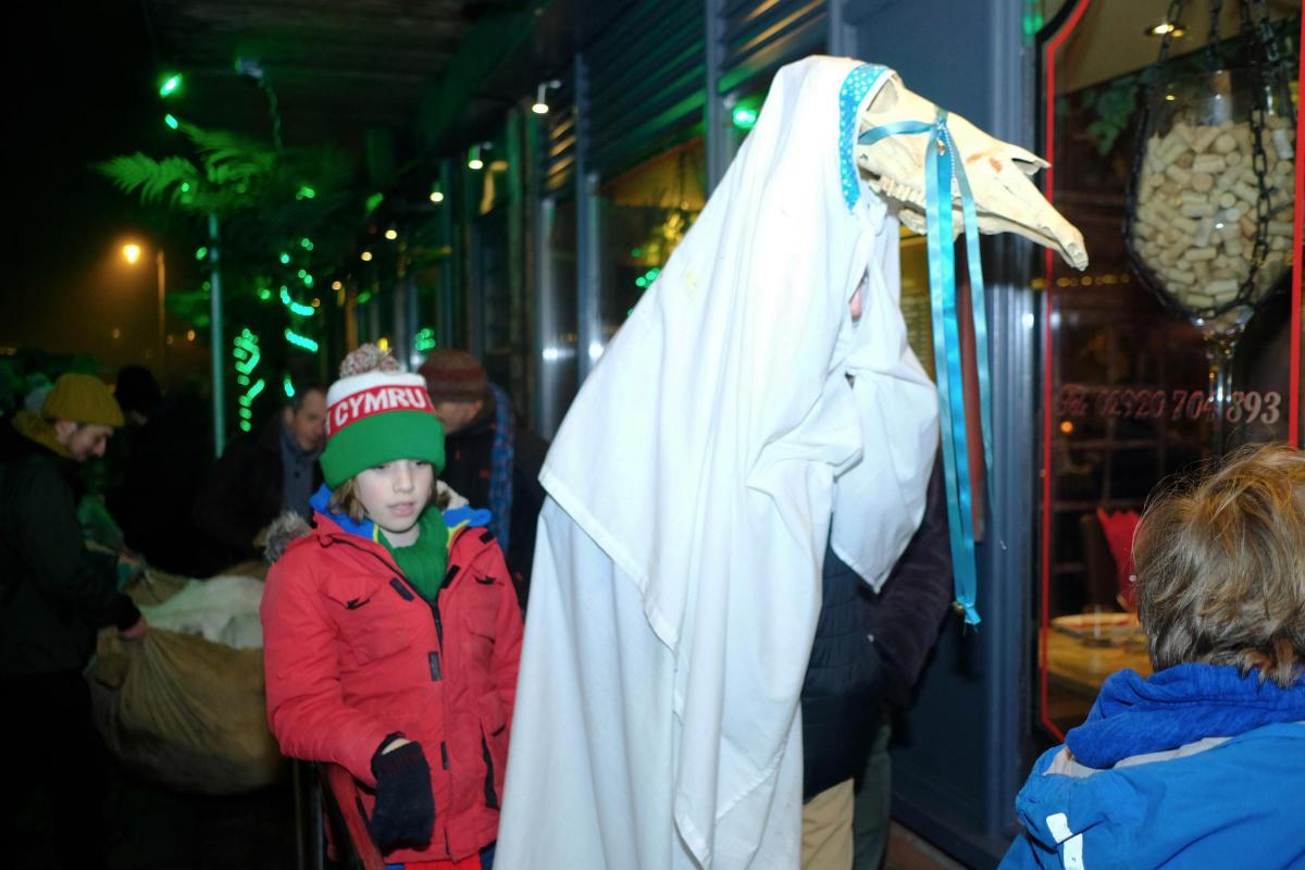 A Mari Lwyd joined the fun in Penarth (Picture: David Sinden)
