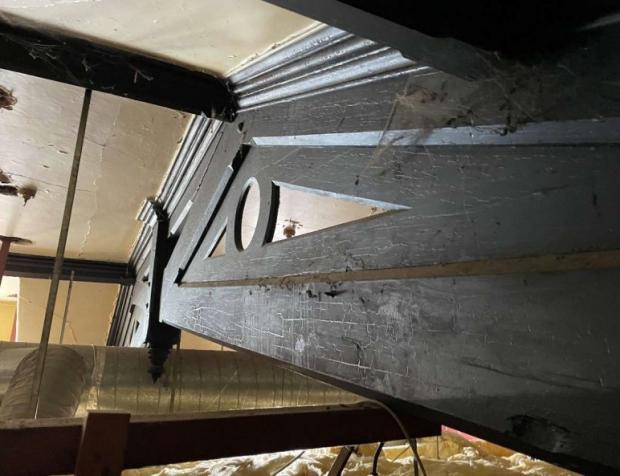 Penarth Times: One of the beams in the Main Deck of the Penarth Yacht Club with the ventilation duct just below. Pic: Vale of Glamorgan Council. Free to use for LDRS partners 