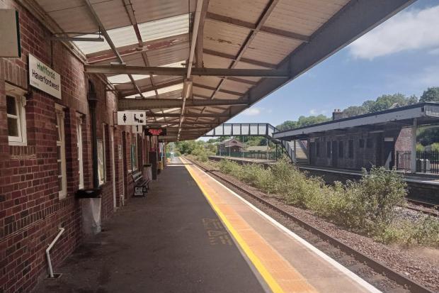 Haverfordwest train station on the first day of strike action