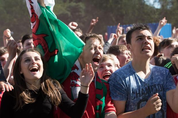 Penarth Times: Supporters watching Wales play Northern Ireland during Euro 2016 at the fanzone in Cardiff (Image: Huw Evans Picture Agency).