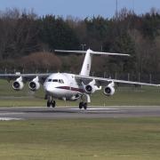 The jet comes in to land in St Athan. Picture: RAF