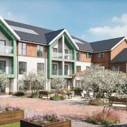 An artist's impression of the courtyard at the proposed extra care building on Myrtle Close.
