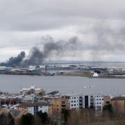 The fire in Splott as seen from Penarth Heights.