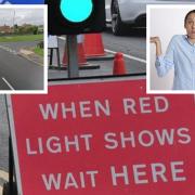 Traffic lights, stuck on red, caused one couple to travel 700 yards in almost an hour...