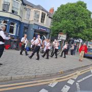 Morris dancers on Windsor Road