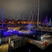 Penarth Marina lit up for a previous competition