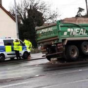 A truck crashed into bollards today