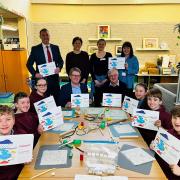 Mark Drakeford joined the pupils in the session to design a playground