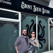 Kris and Lala Coles outside their new tattoo studio in Barry