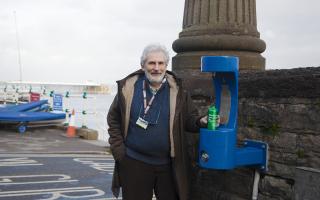 Cllr Mark Wilson at the new drinking fountain in Penarth